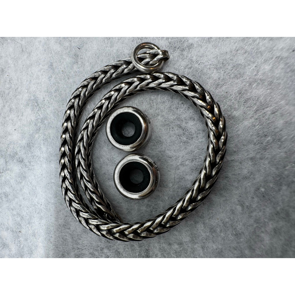 Trollbeads Sterling Silver Bracelet w/ 2 stoppers 6”